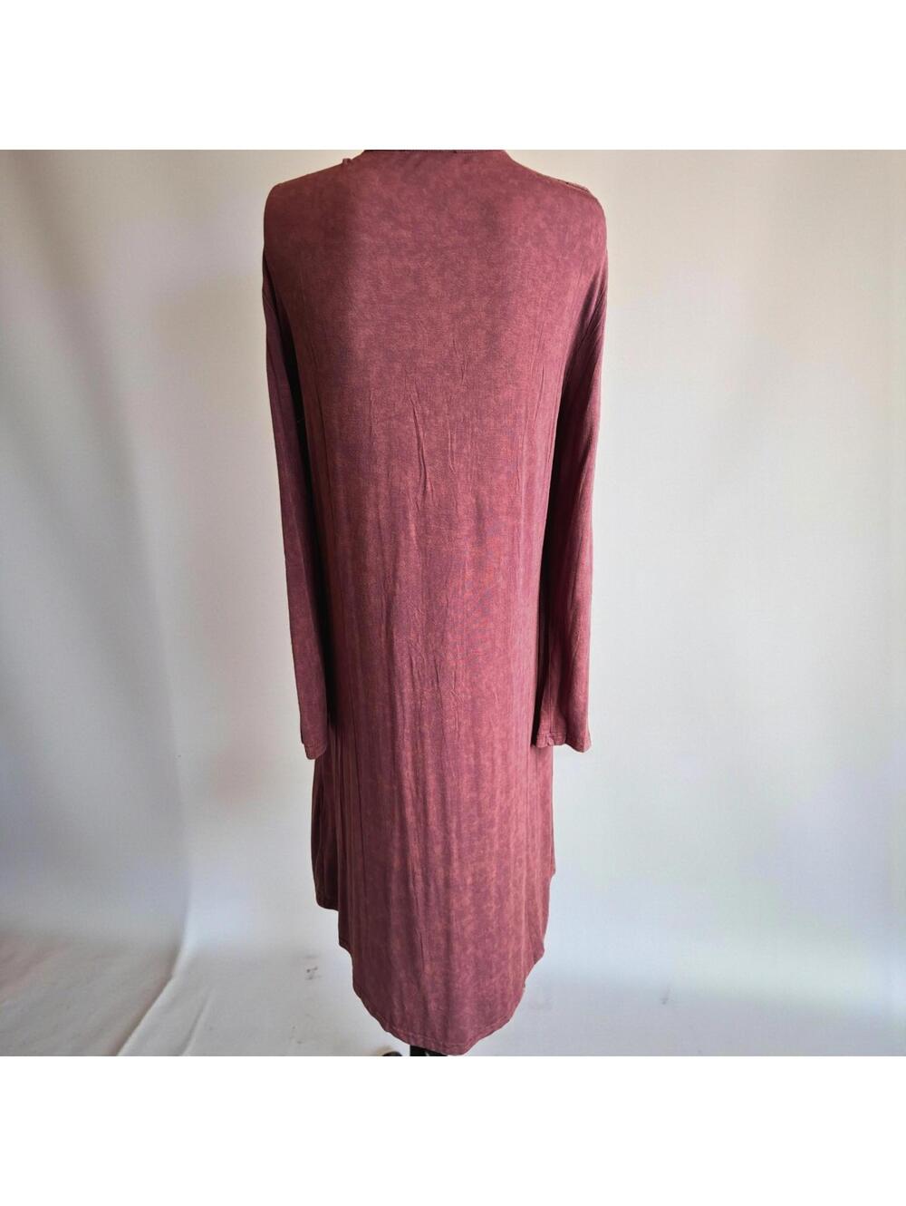 POL Burgundy Red Chunky Open Knit Duster Cardigan Sweater Womens L Pockets Boho - Picture 4 of 9